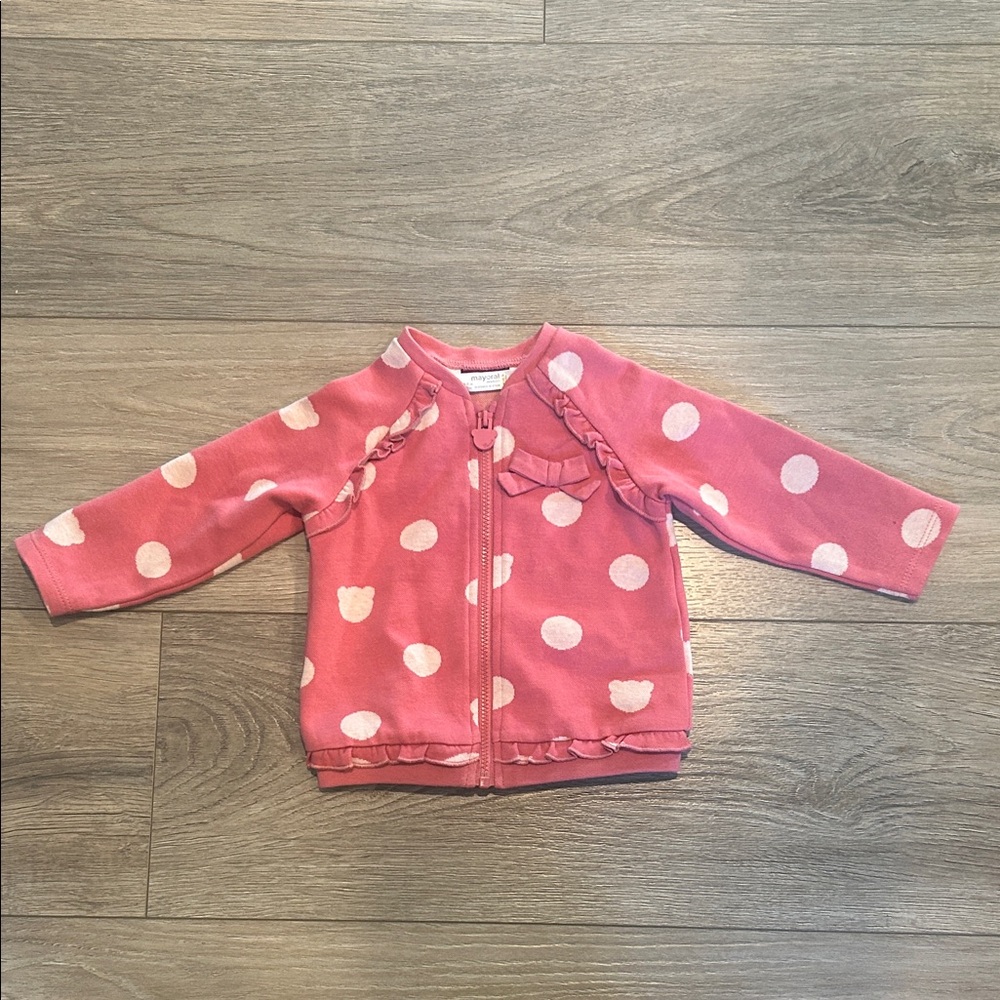 Mayoral Pink and White‎ Polka Dot Sweatshirt Size 4-6 months